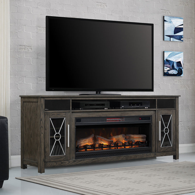ClassicFlame Heathrow 76 In Infrared Electric Fireplace Entertainment Center in Tifton Oak